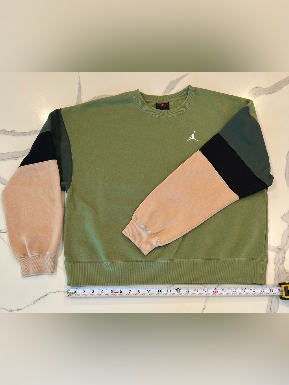 Jordan Colorblock Crewneck Sweatshirt - Olive, Beige, Black